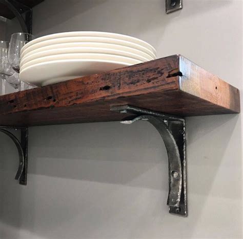 rustic wood metal bracket shelves|rustic industrial shelving brackets.